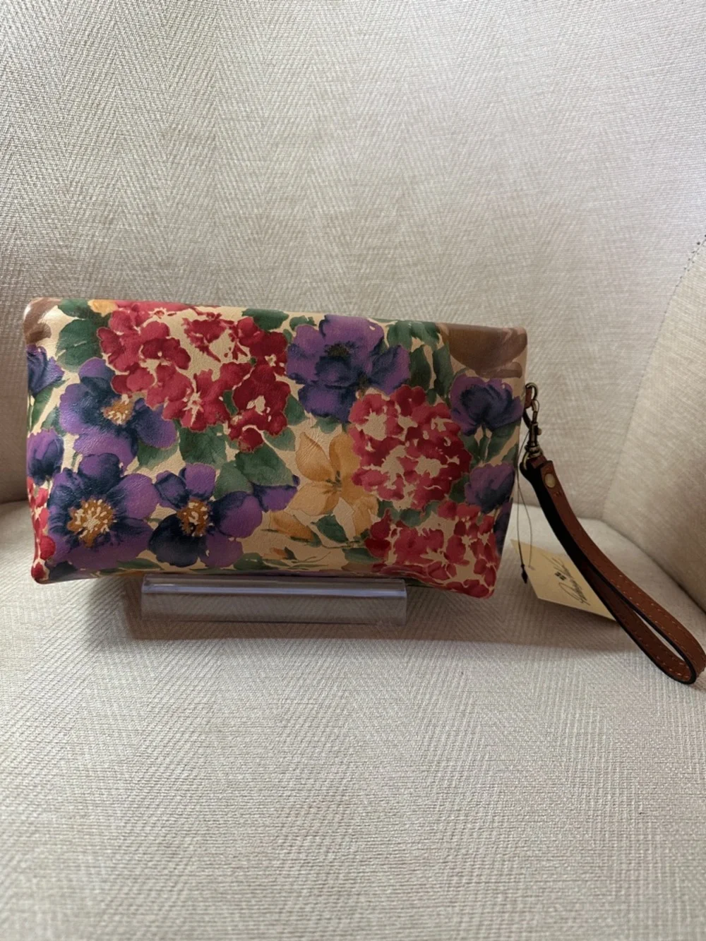 Patricia Nash Floral Fold-Over Leather Wristlet Clutch - Multi